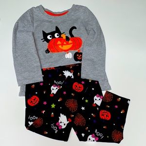 18M Cat & Jack Halloween 2 piece outfit with pumpkins and kitty